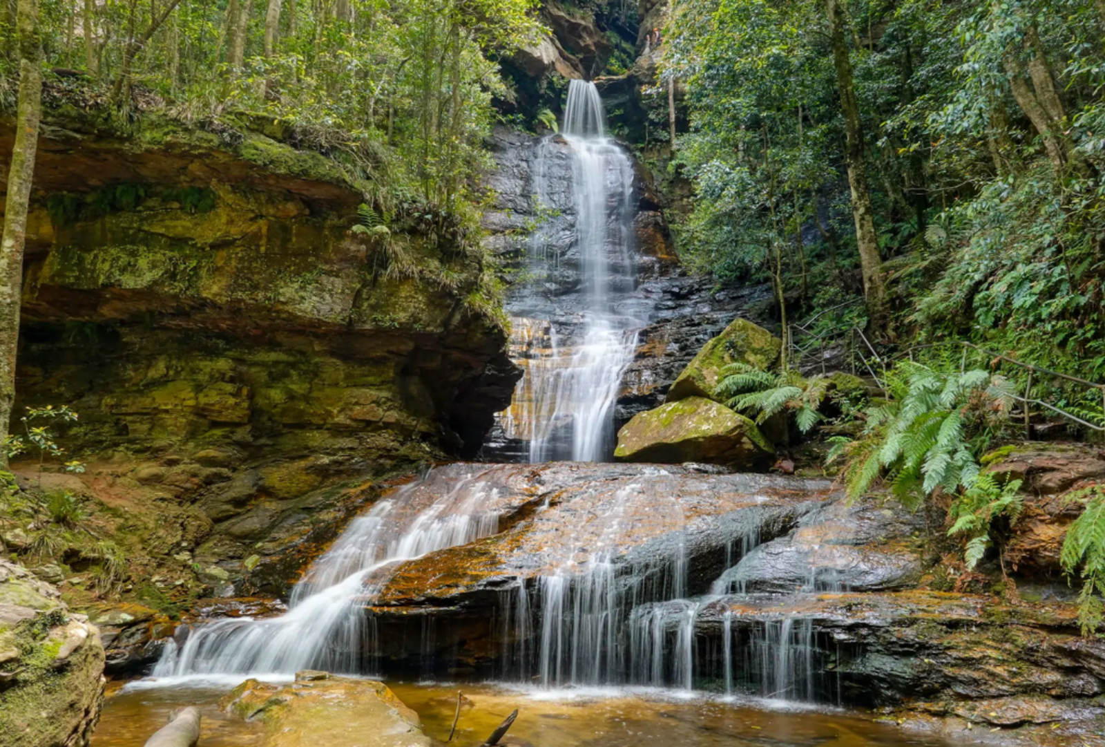 Empress Falls cascade down rocks in the Blue Mountains