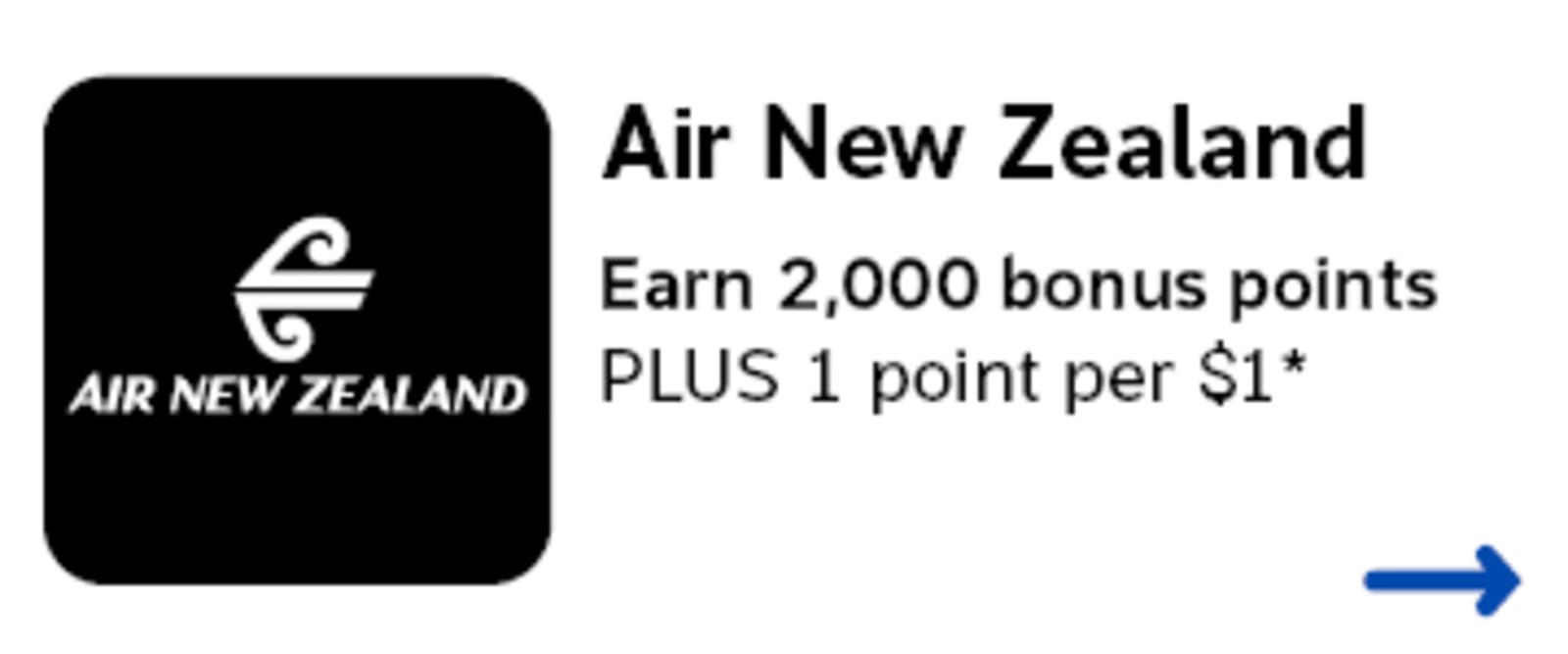Air New Zealand: Earn 2,000 bonus points plus 1 point per dollar