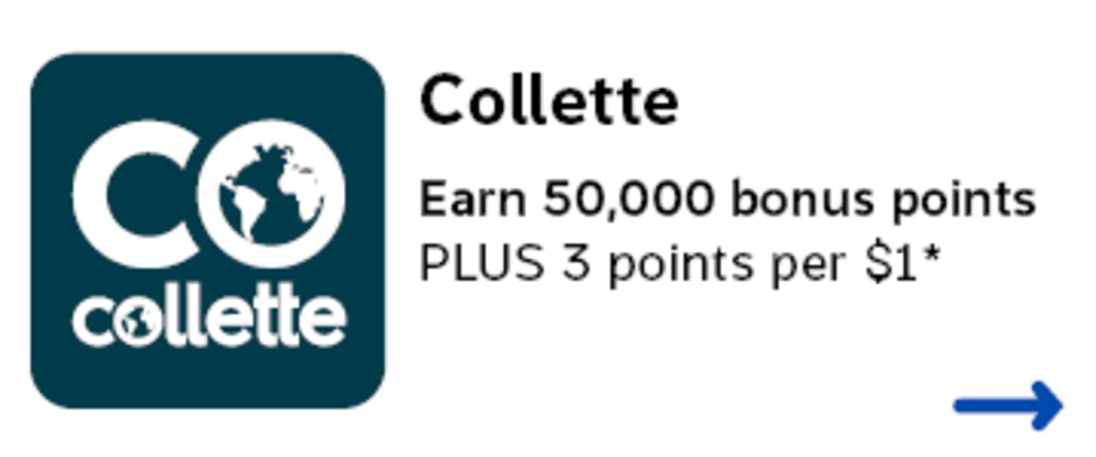 collette earn 50000 bonus points plus 3 points per dollar