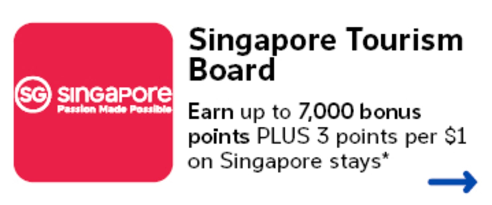 Singapore Tourism Board: Earn up to 7,000 bonus points plus 3 points per dollar on Singapore stays