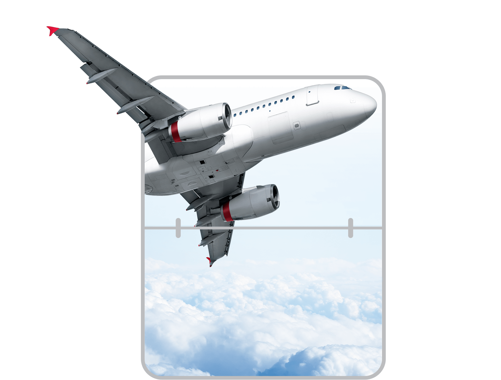 Plane flying through clouds