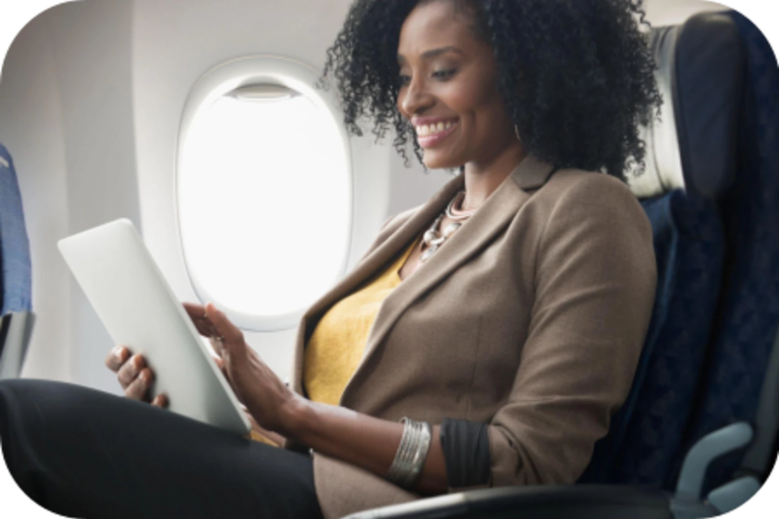 woman corporate Travel Flight Happy