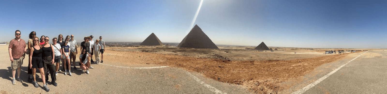 Great Pyramids and surrounds wide-angle panorama