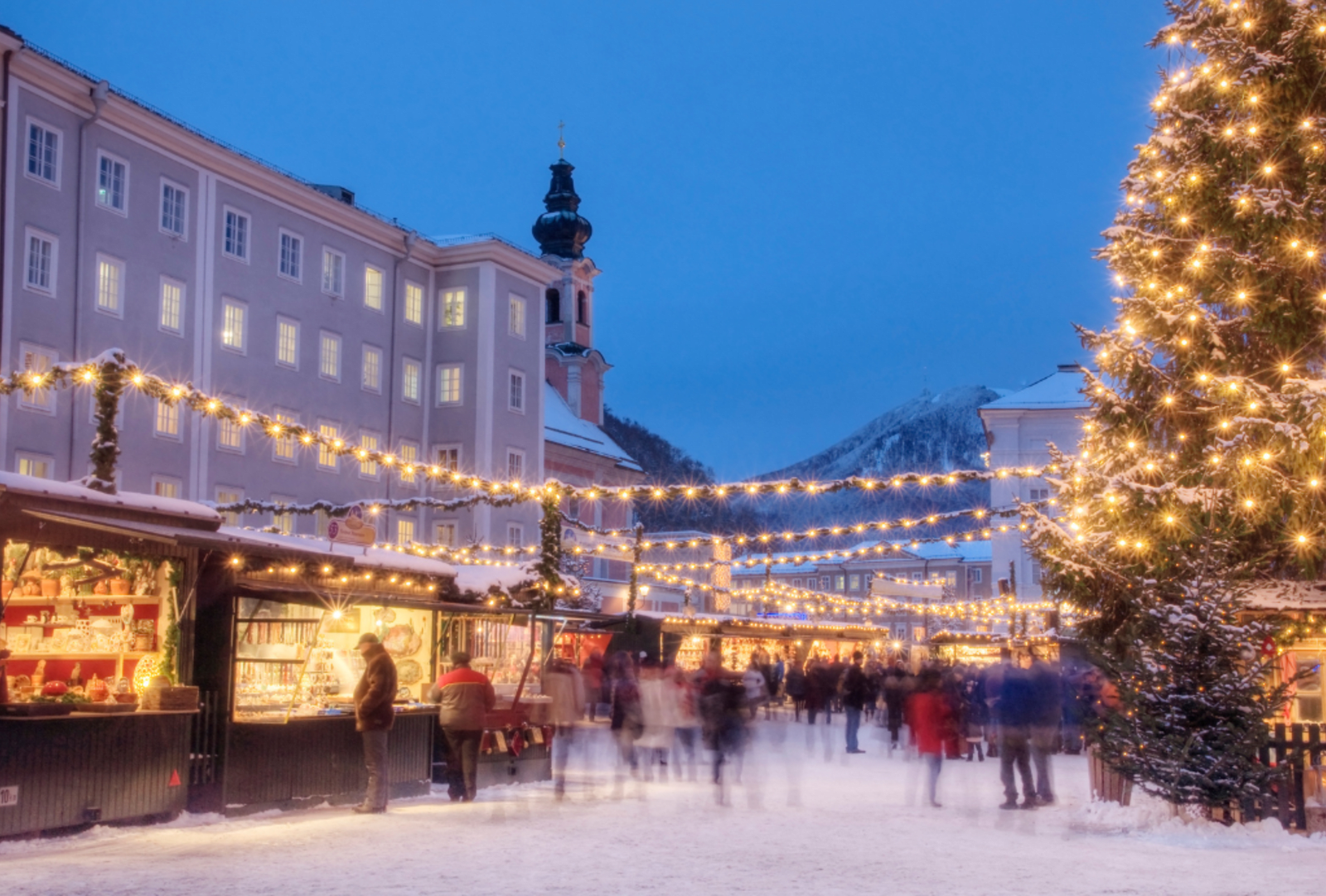 European Christmas markets at night