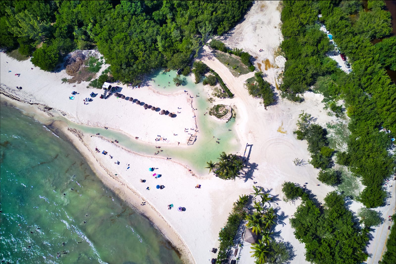 The shallow lagoon at Playa Punta Esmeralda in Playa del Carmen