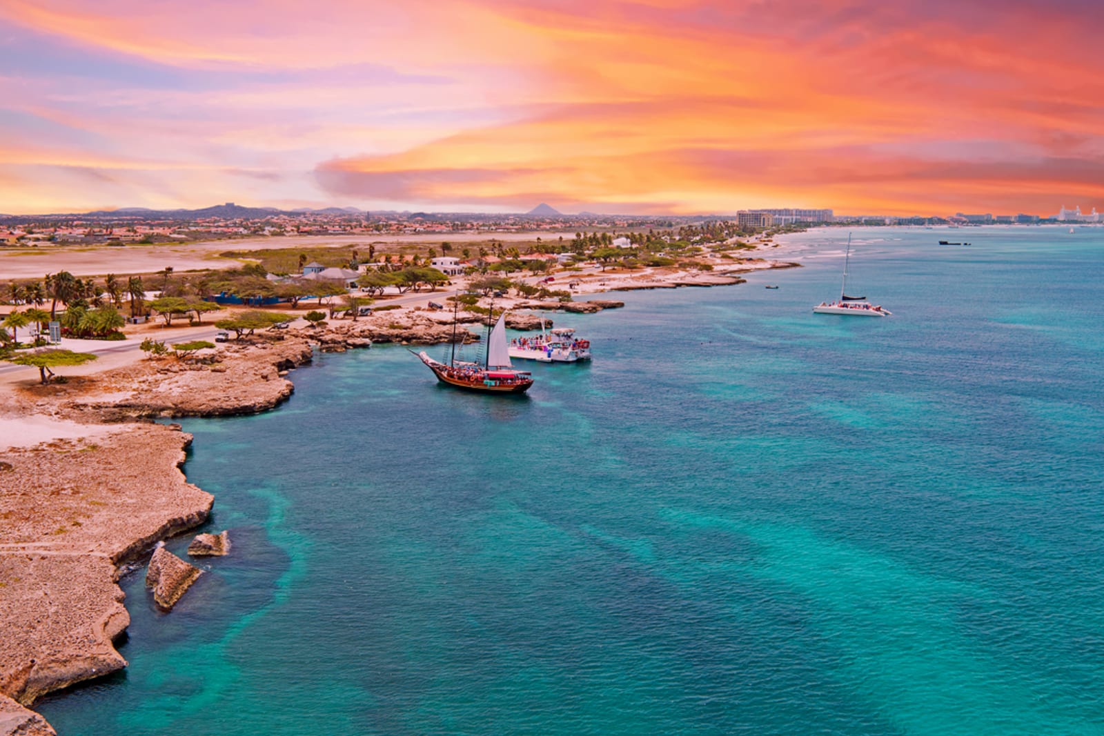 Southern caribbean cruises - coastline at dusk