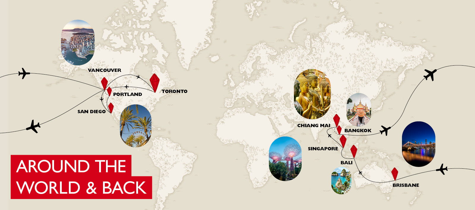 The most complex flight booking we made this year took a traveller from Toronto to Vancouver, Brisbane, Bali, Singapore, Thailand and more
