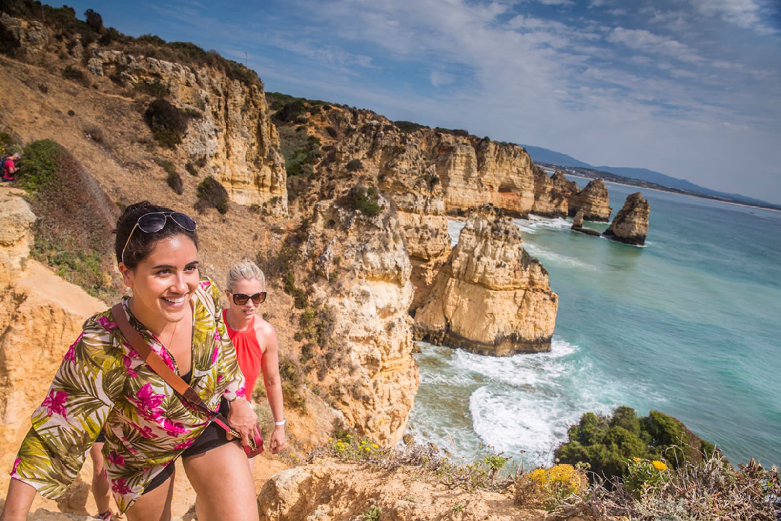 Two women exploring the sights of Portugal
