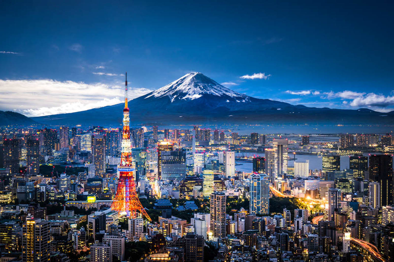 The Tokyo skyline with Mt. Fuji in the background