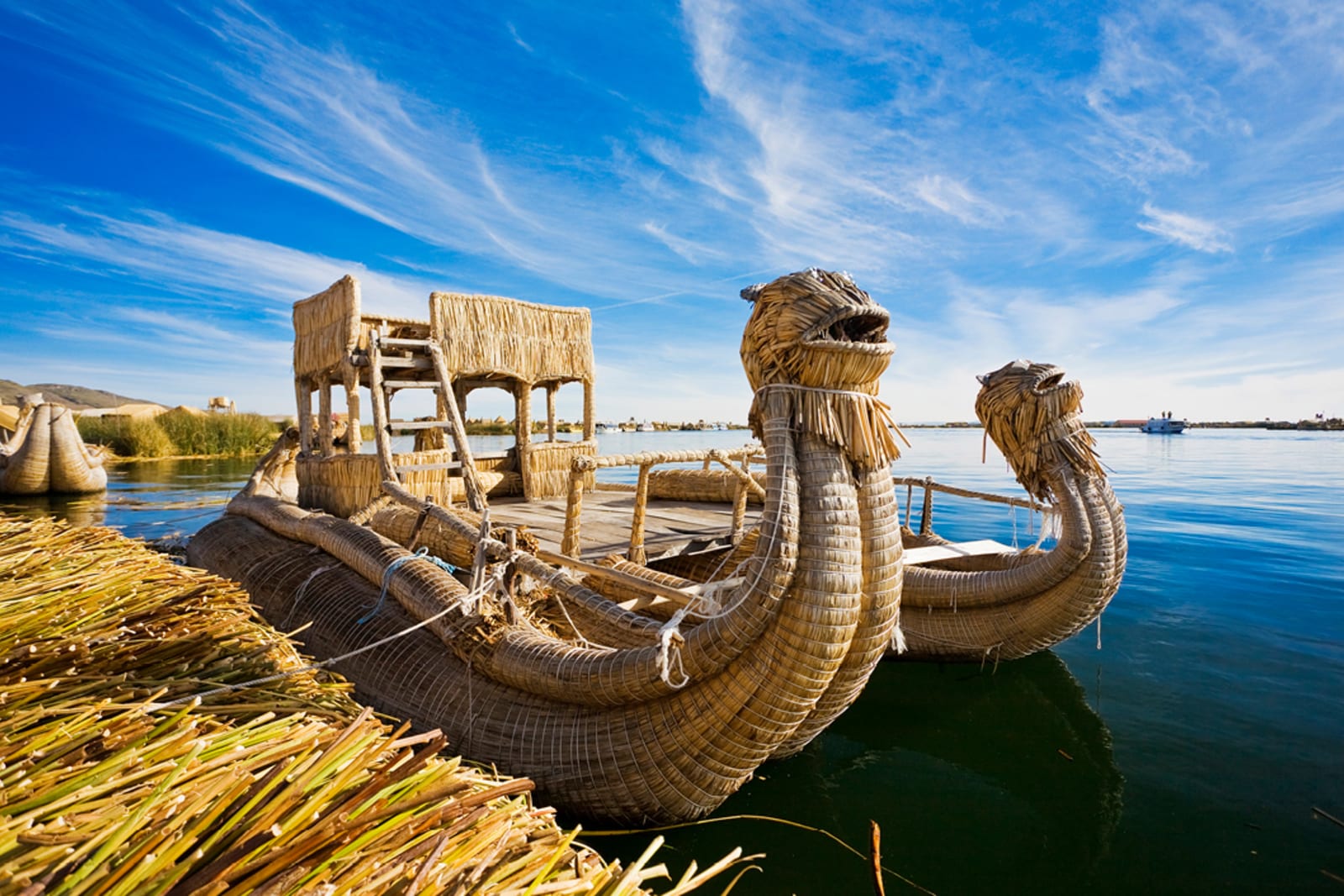 If you visit the floating Uros Islands on Peru's Lake Titicaca, you'll get to travel on incredible reed boats