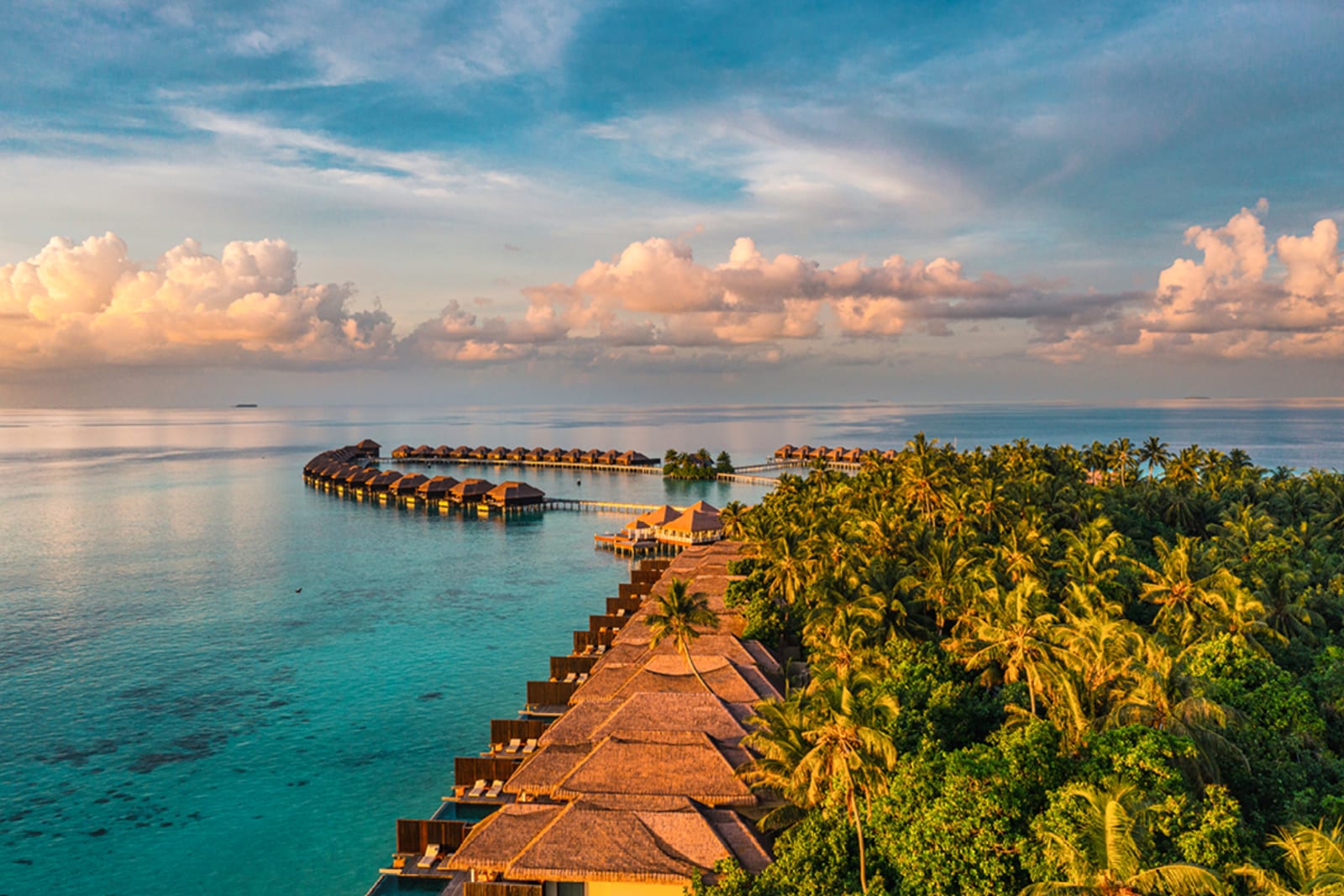 Overwater bungalows in the Maldives