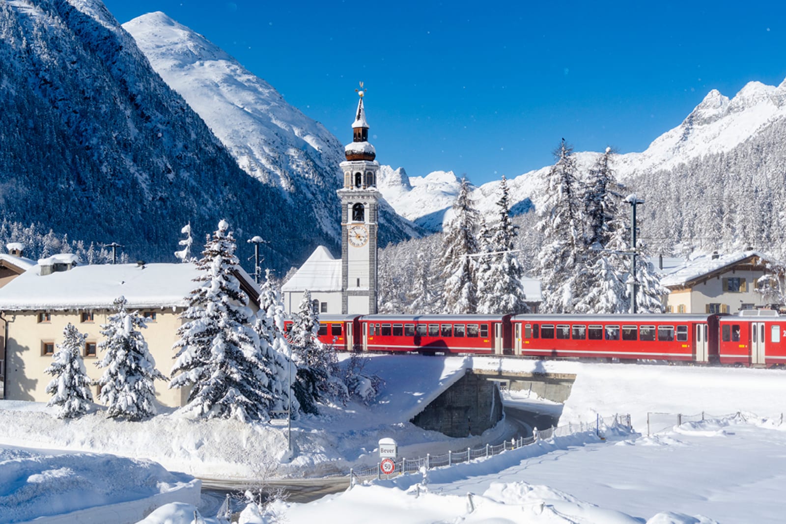 Bernina Express train in Switzerland