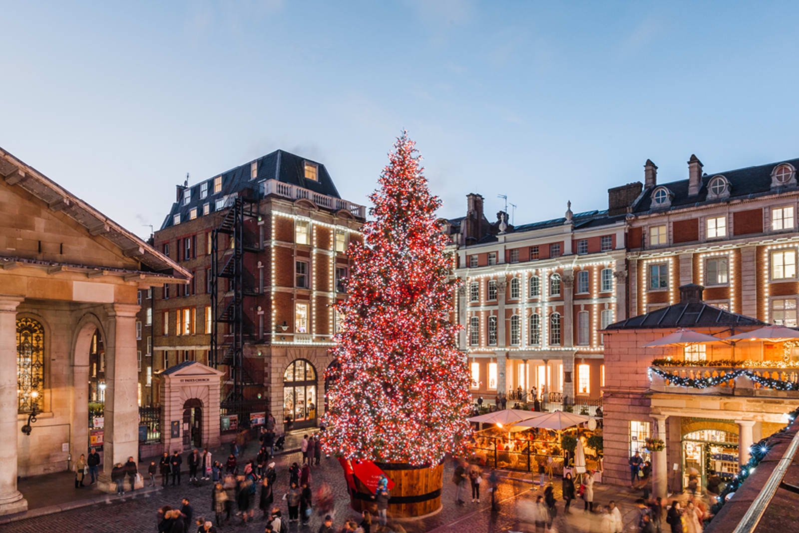 Large Christmas tree in a square in London, UK