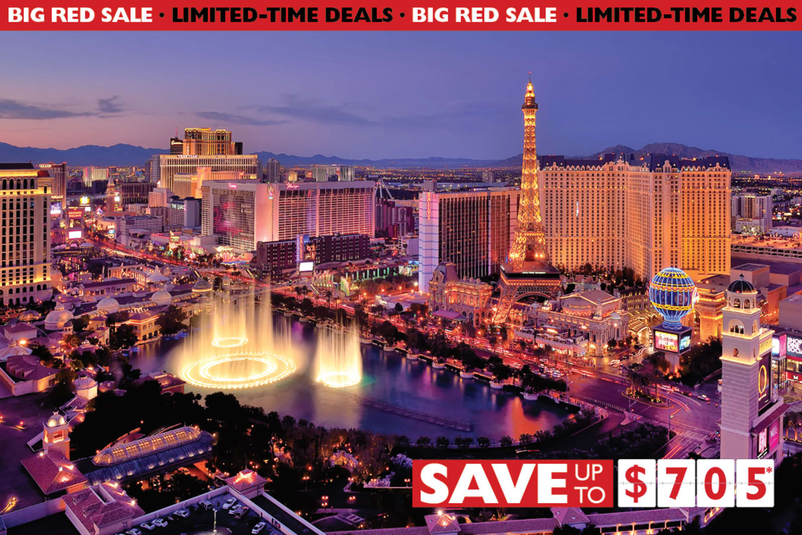 Save up to $705* on a Flight Centre Vacation package to Las Vegas during Big Red Sale