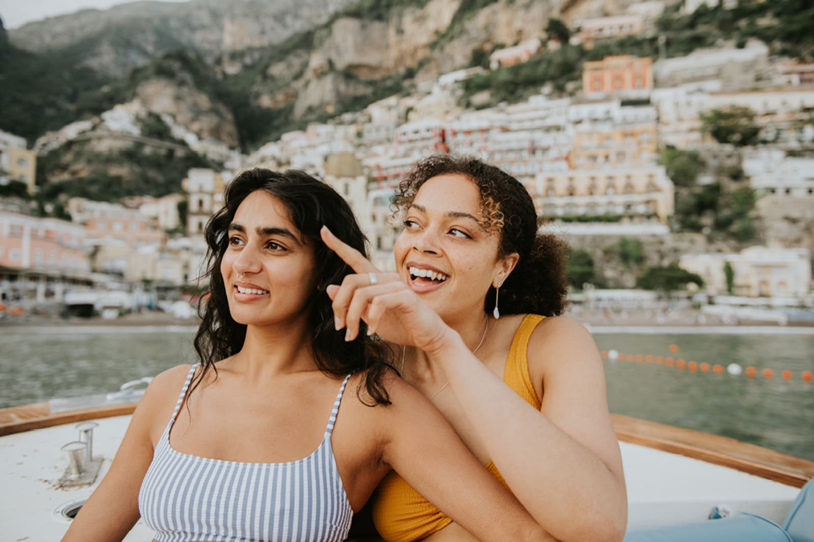 Couple on a boat in the Amalfi Coast