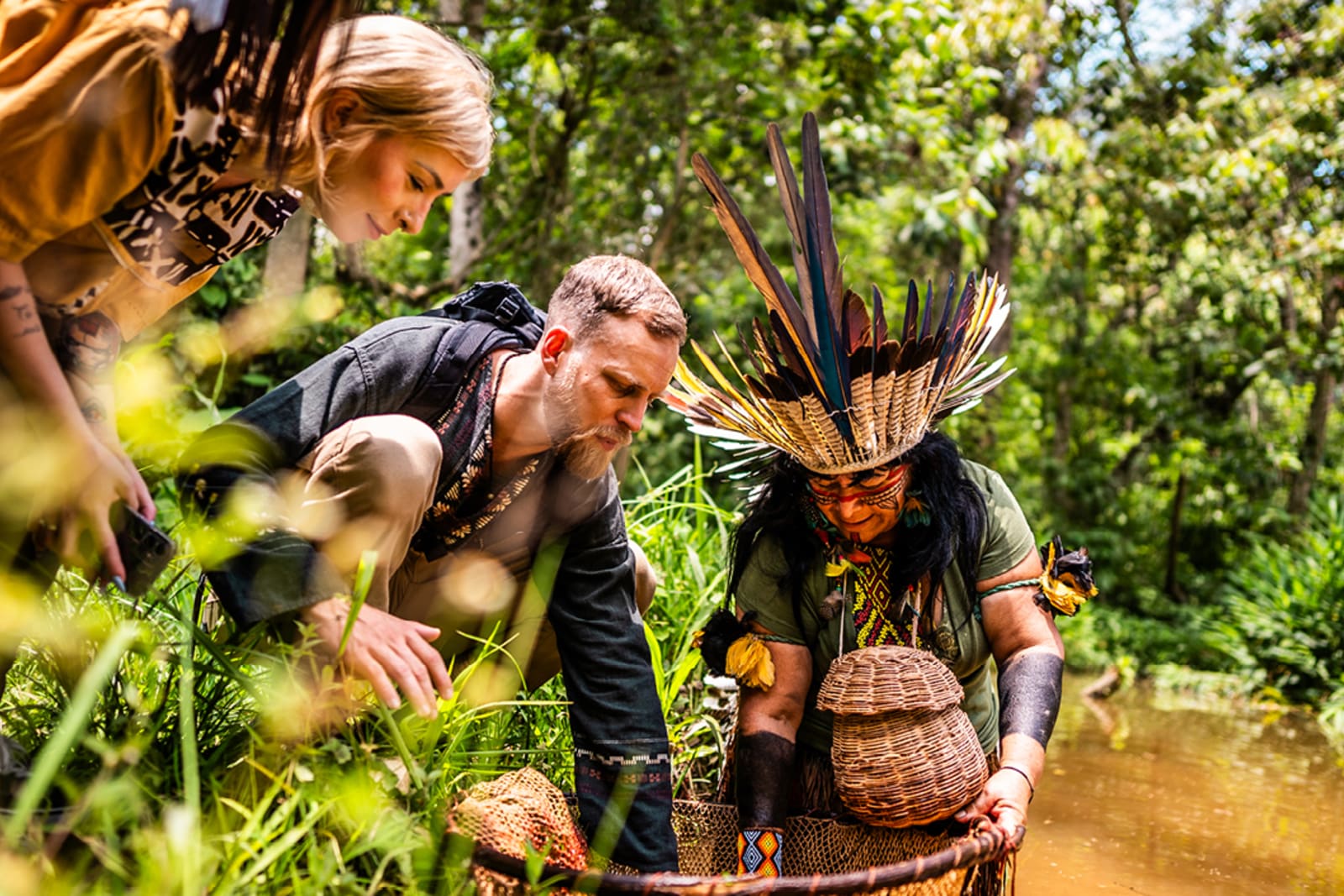 Travellers participating in a unique, community-based activity while on tour