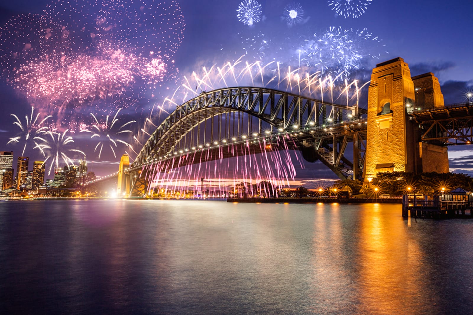 NYE fireworks over the Sydney Harbour Bridge