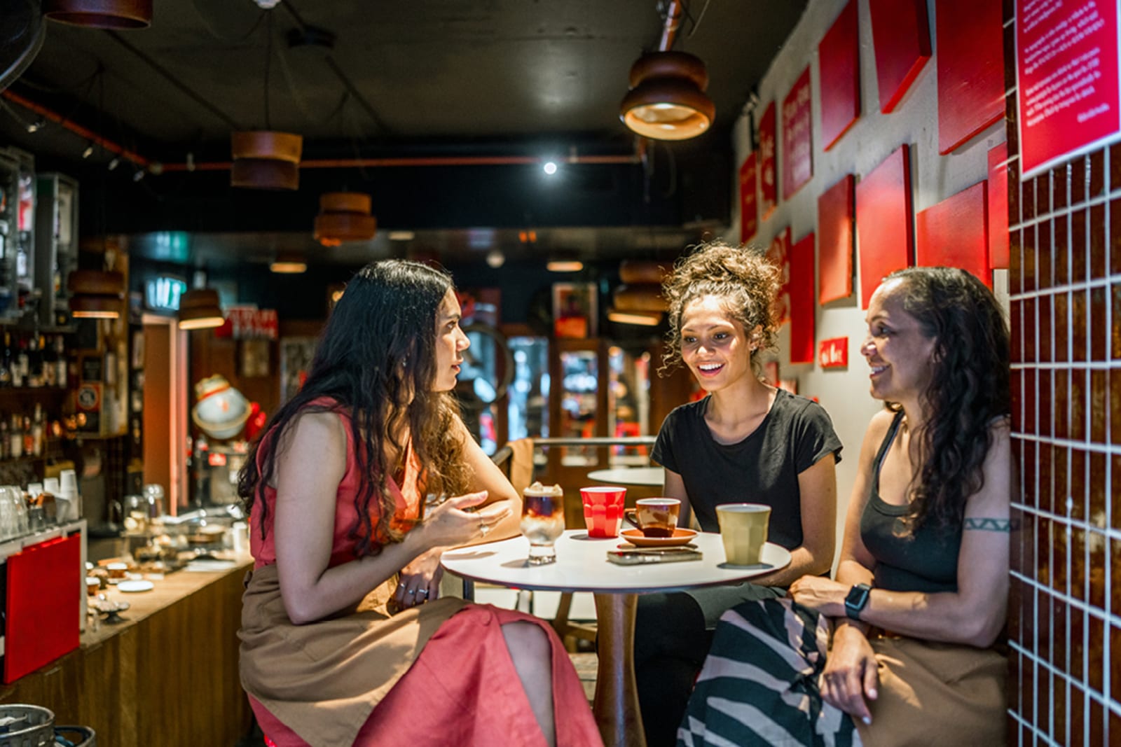 Travellers in a coffee shop