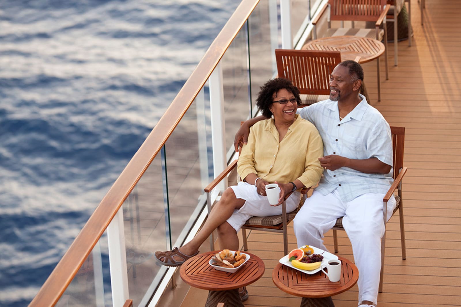 Couple on the deck of a cruise ship