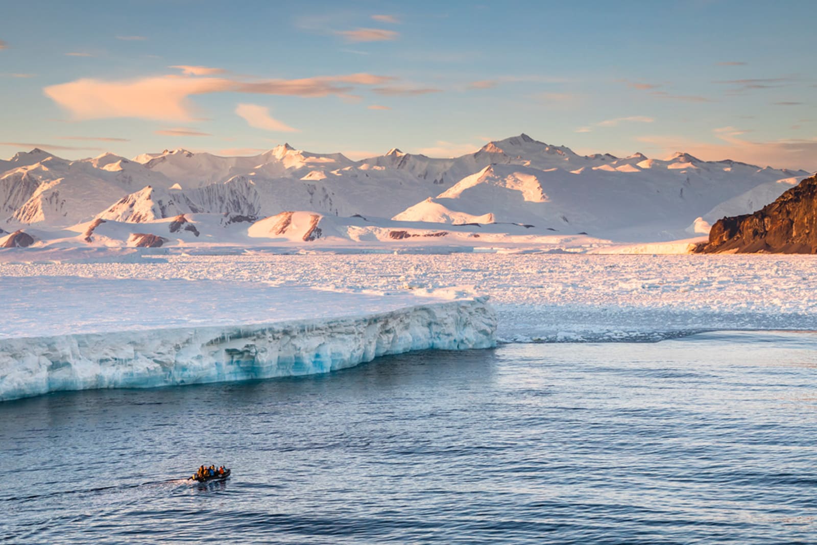 Travellers on expedition in Antarctica