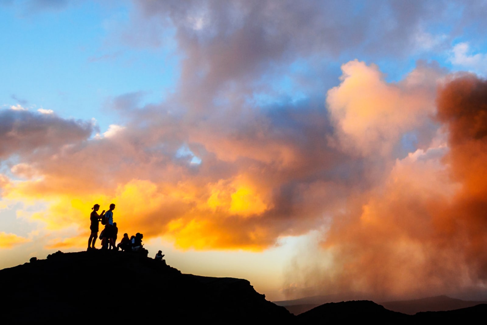 People hiking Mount Yasur in Vanuatu