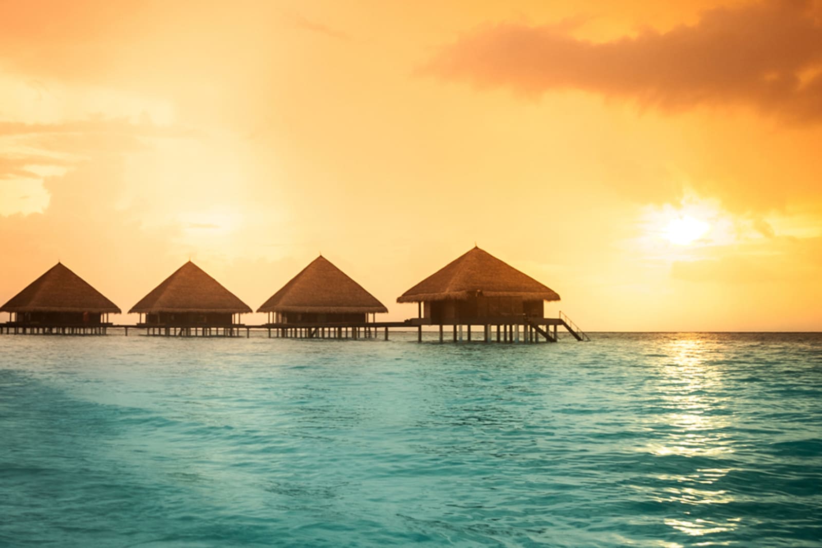 Overwater bungalows in Bora Bora