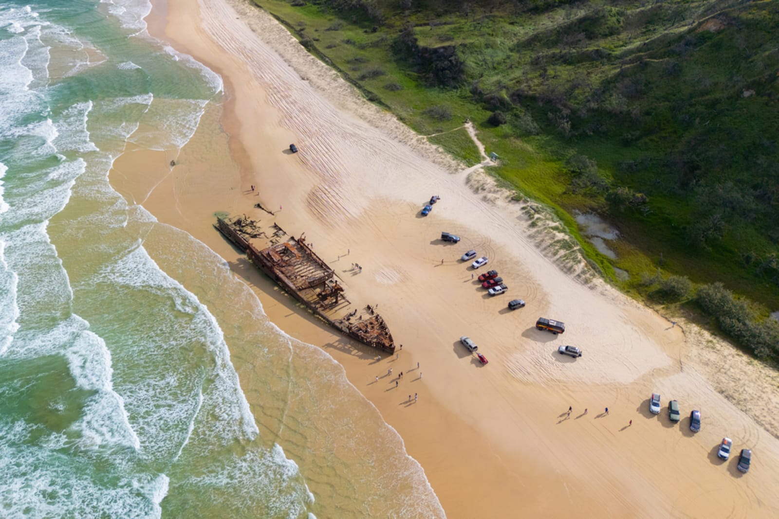 Maheno shipwreck on 75 Mile Beach, Australia