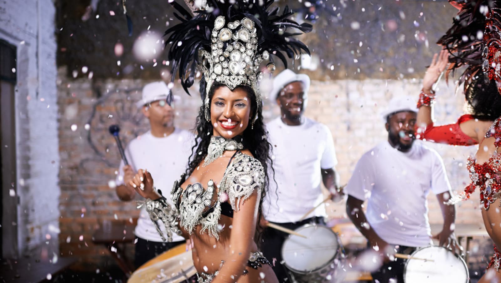 samba band and dancer