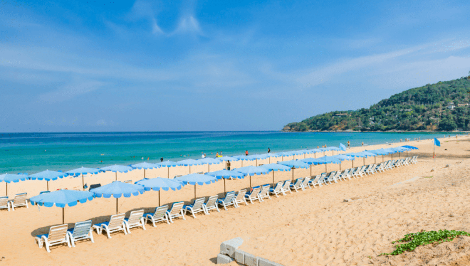 Empty umbrellas on Karon Beach, Thailand