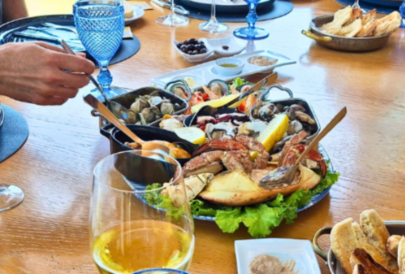 Traditional Portuguese dinner with seafood