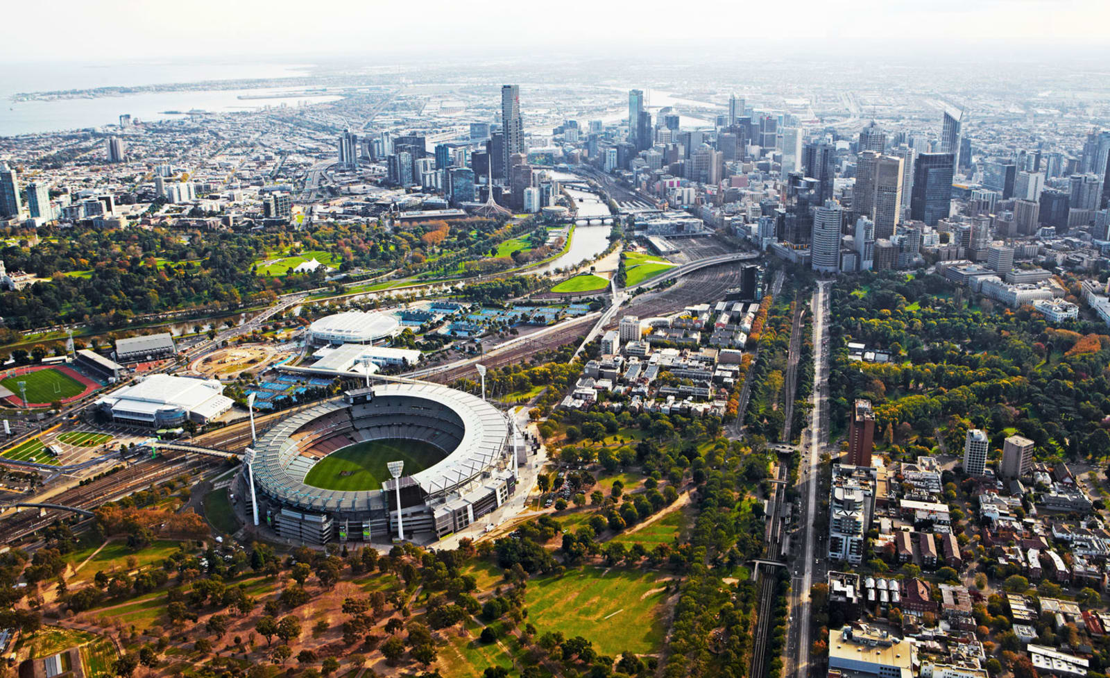 View over Melbourne at dusk 
