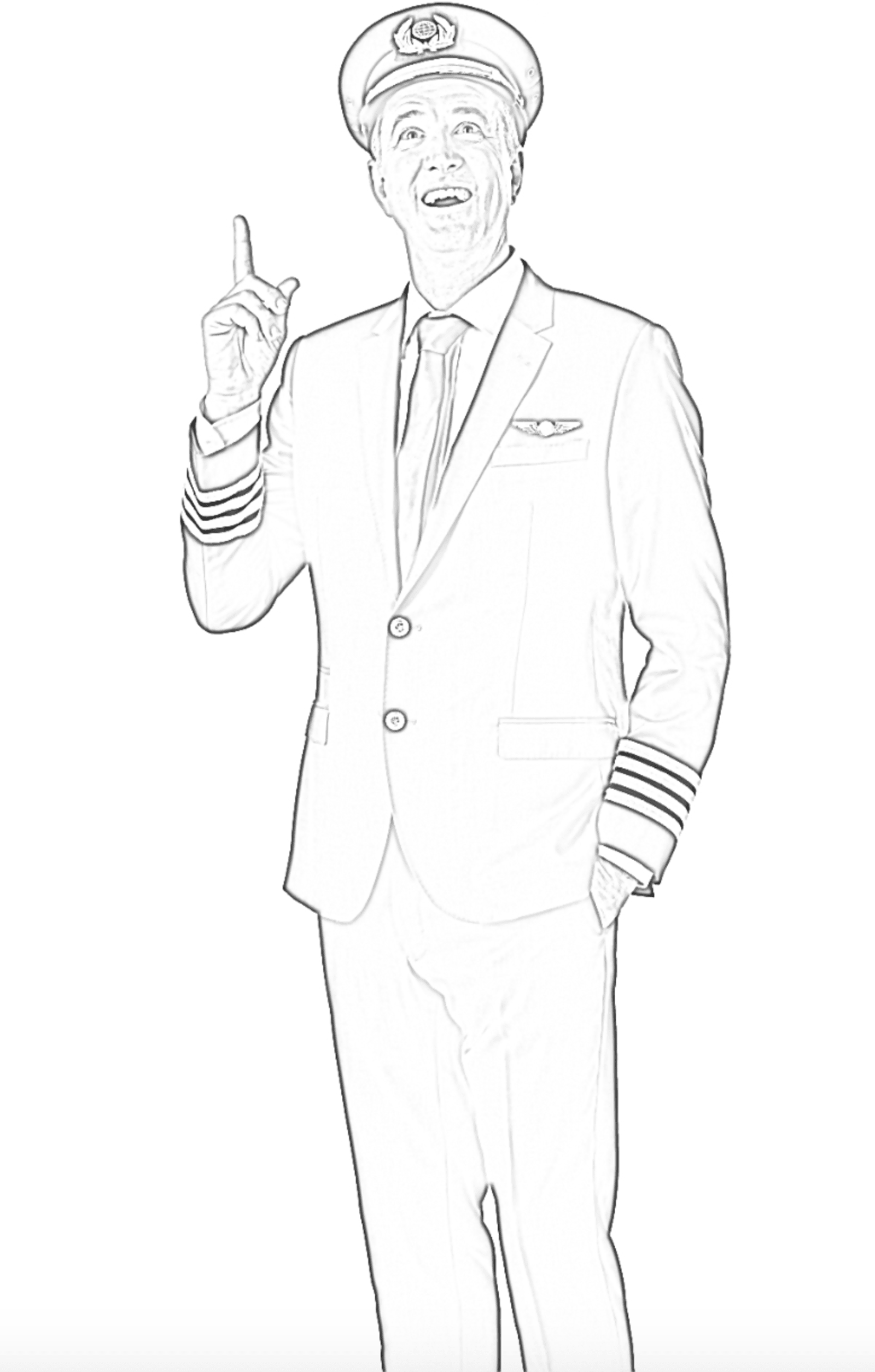 Colouring page image of captain 