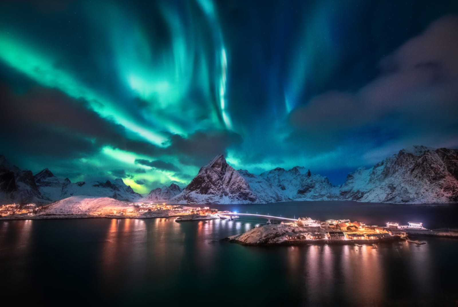 Aurora borealis, Lofoten islands, Norway.