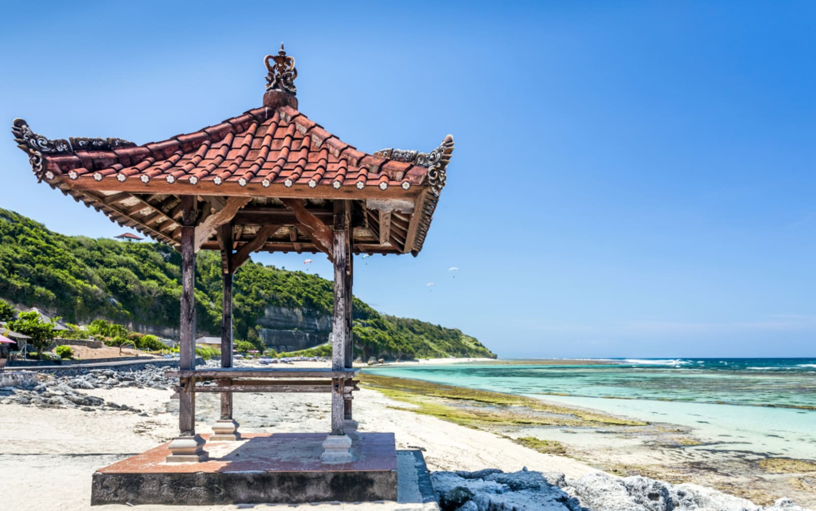 Traditional Balinese hut on Pandawa Beach, Bali, Indonesia