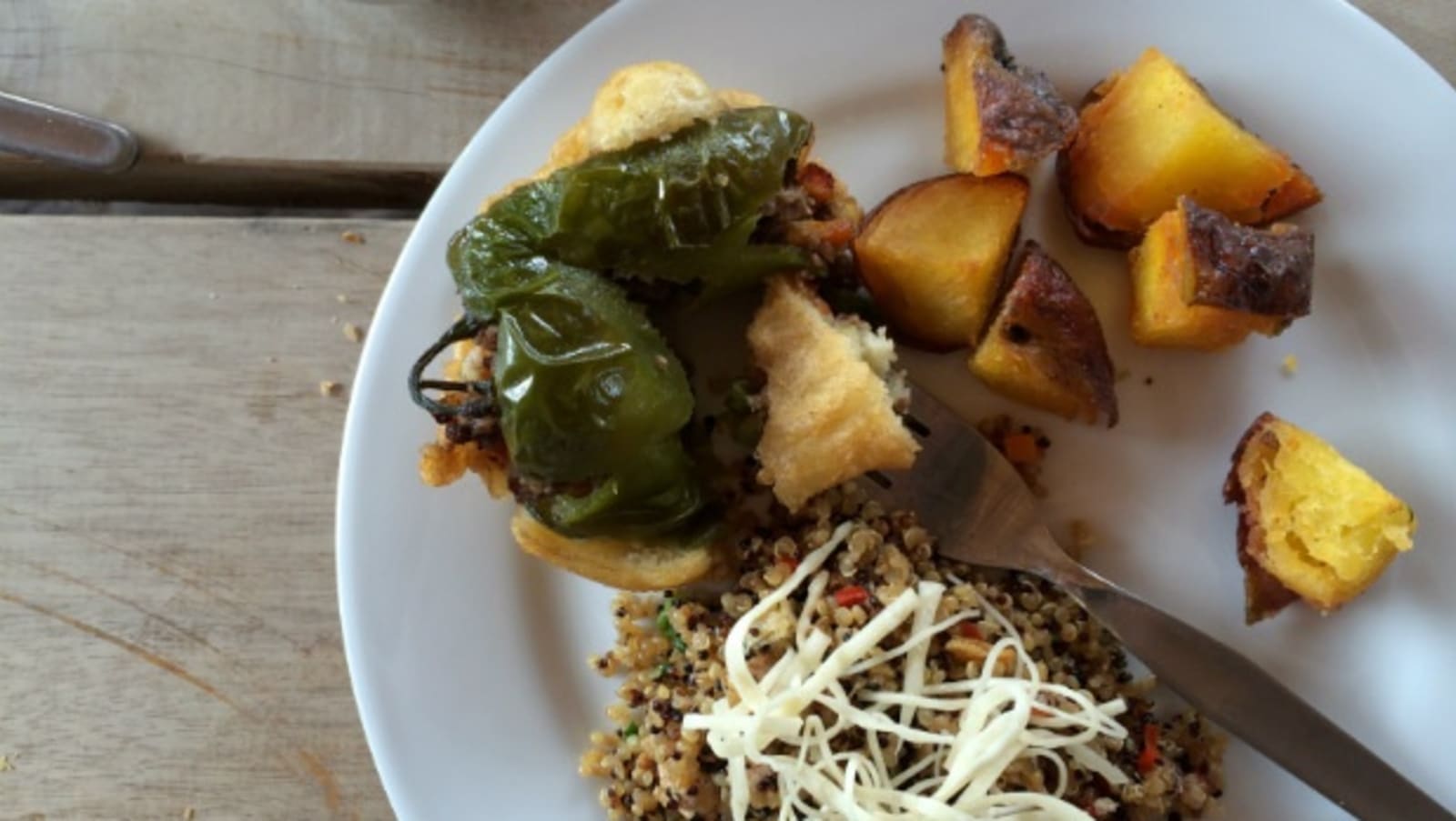 Top-down shot of Peruvian food