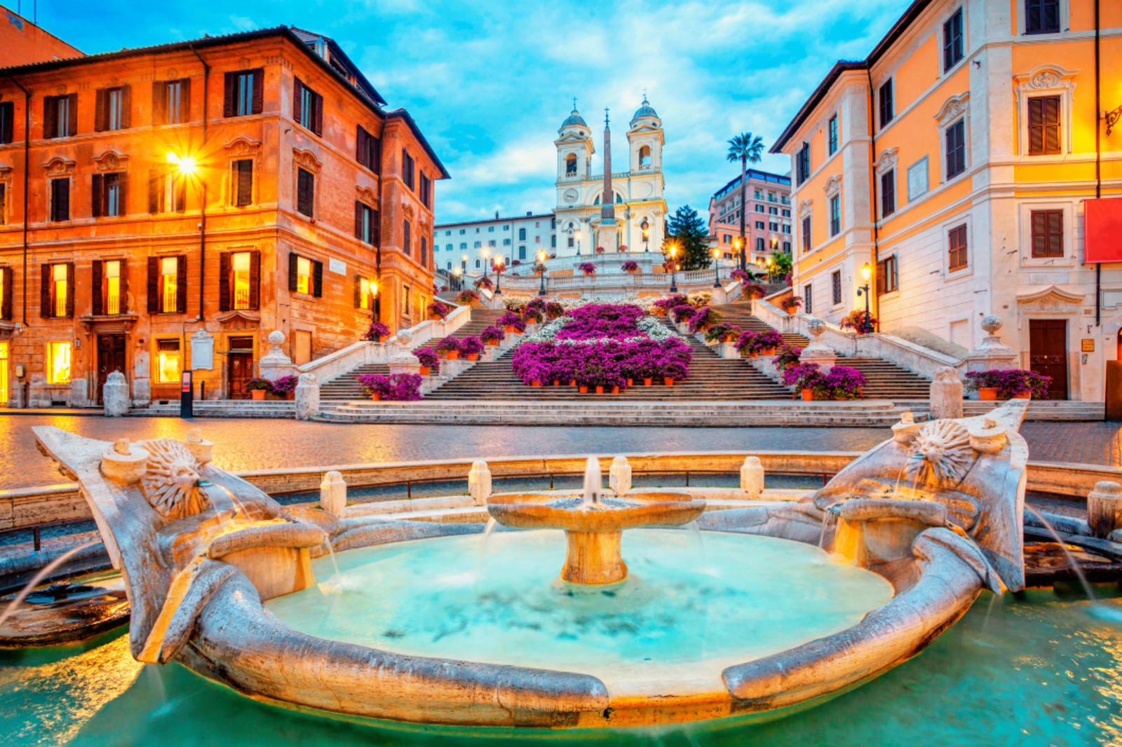 Piazza de Spagna in Rome, Italy. Spanish steps in the morning. 