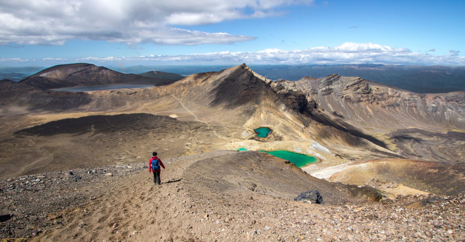 Rear View Of Person Hiking At Tongariro Alpine Crossing