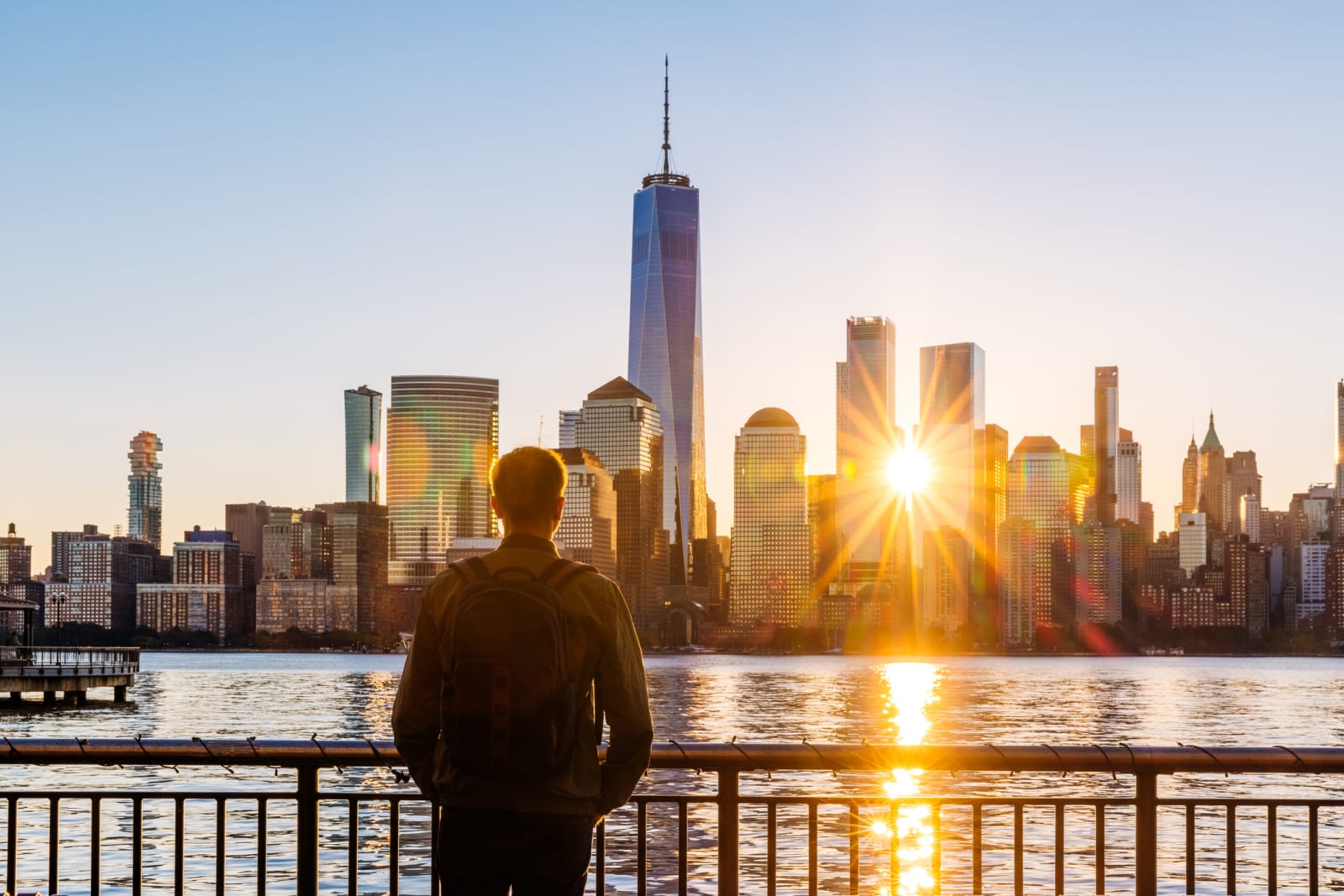 New York City skyline at sunset