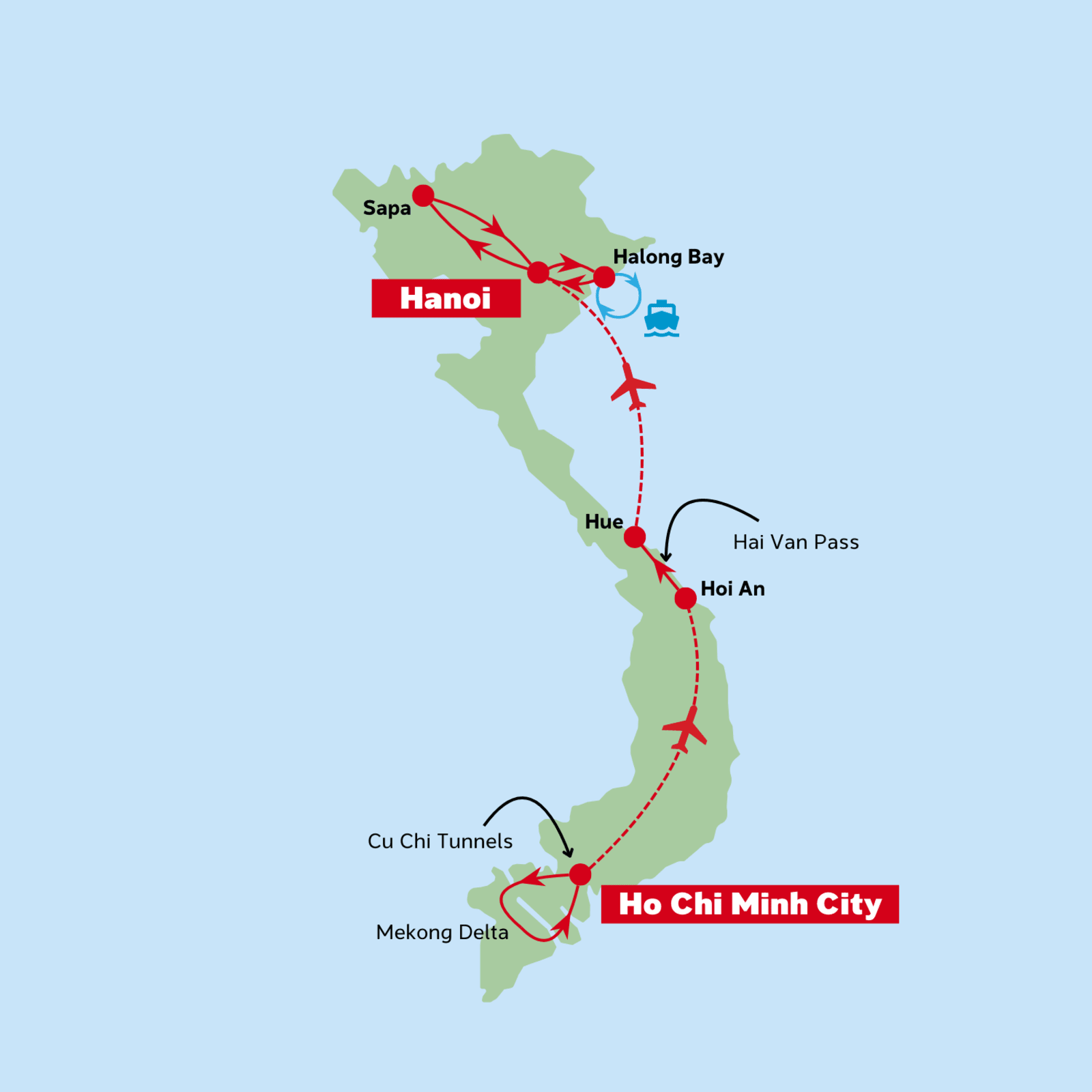 Classic Vietnam itinerary map