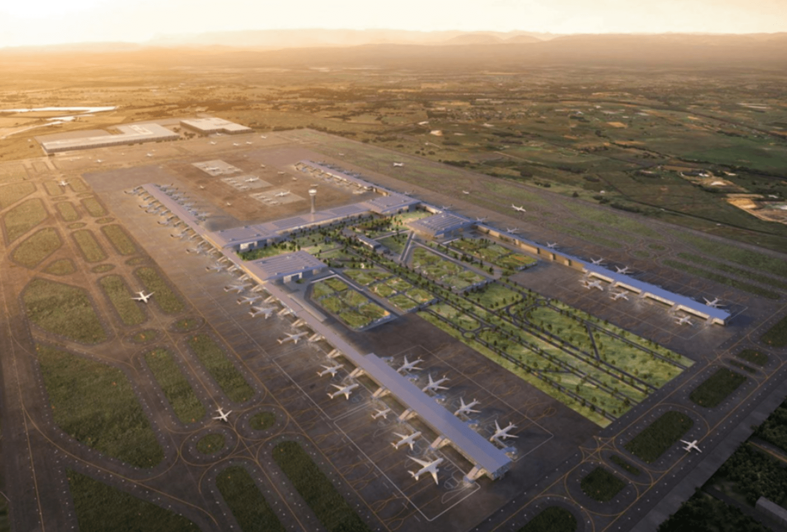 A birds eye view of the proposed Western Sydney Airport layout