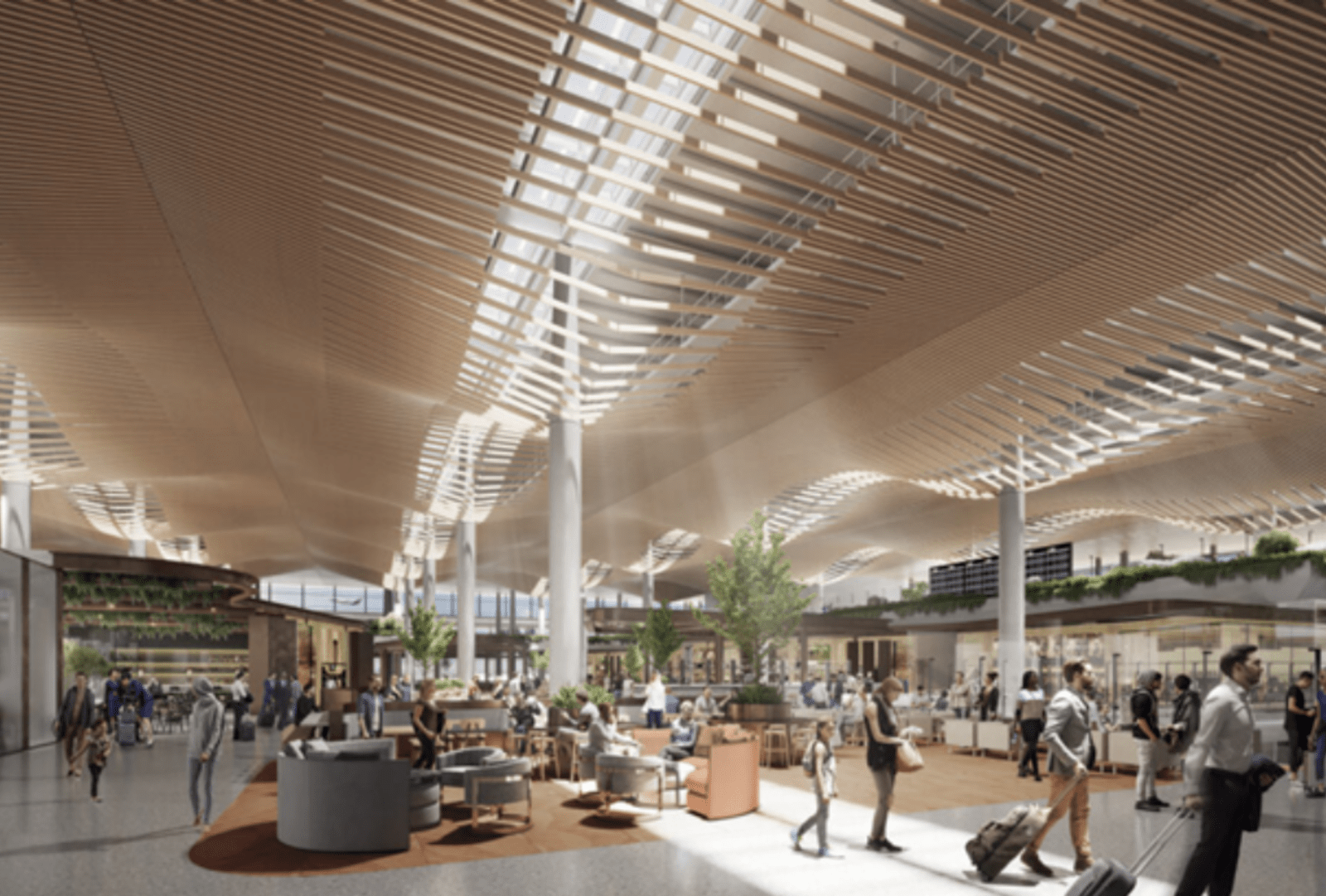 An artist's impression of the main terminal interior at Western Sydney International Airport