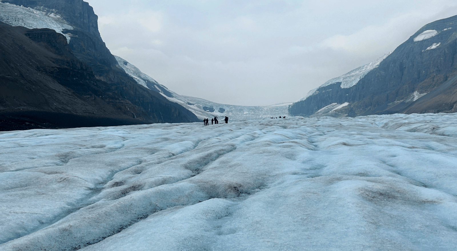 Walking on the Athabasca Glacier, part of the Columbia Icefield in the Canadian Rockies