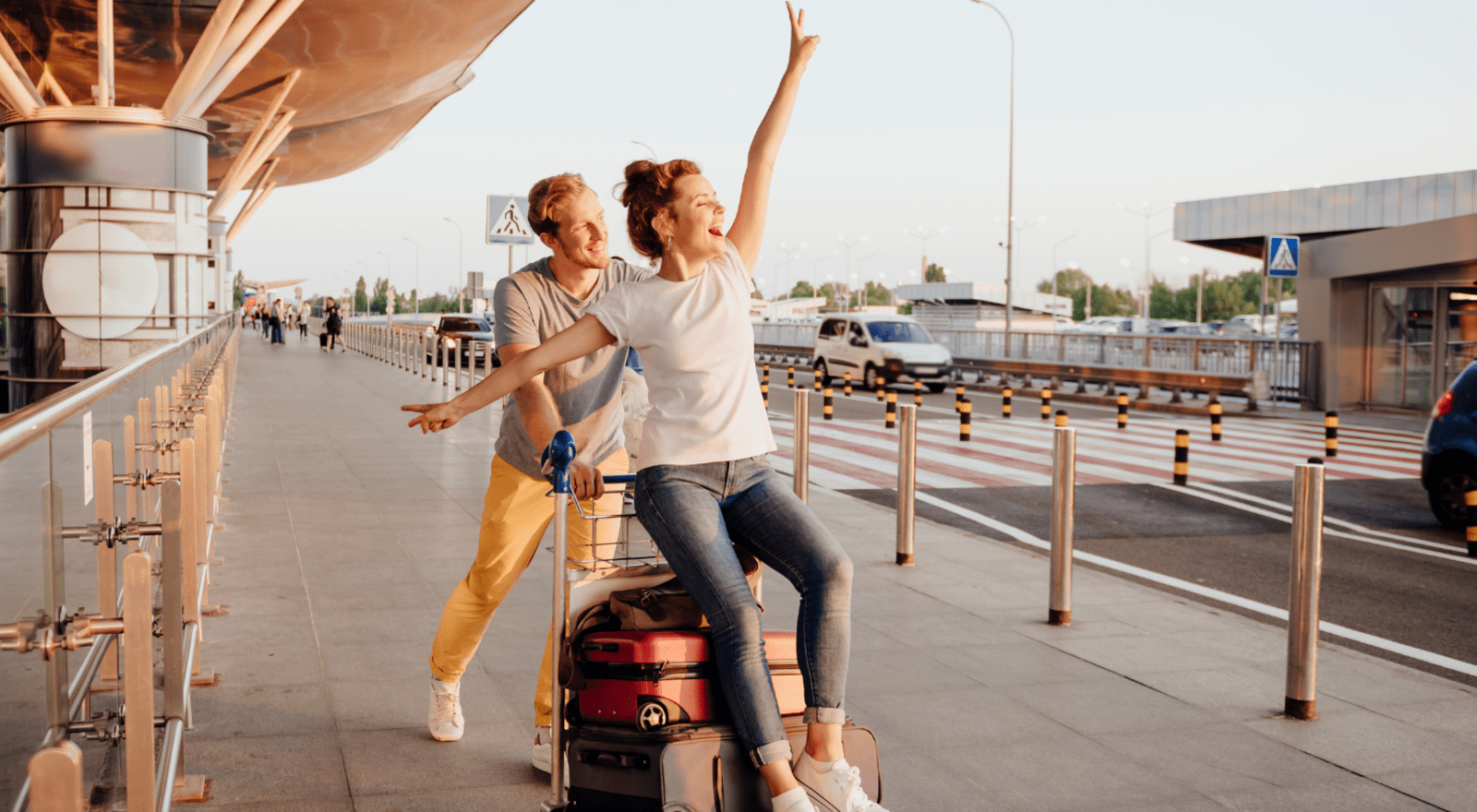 couple outside of airport