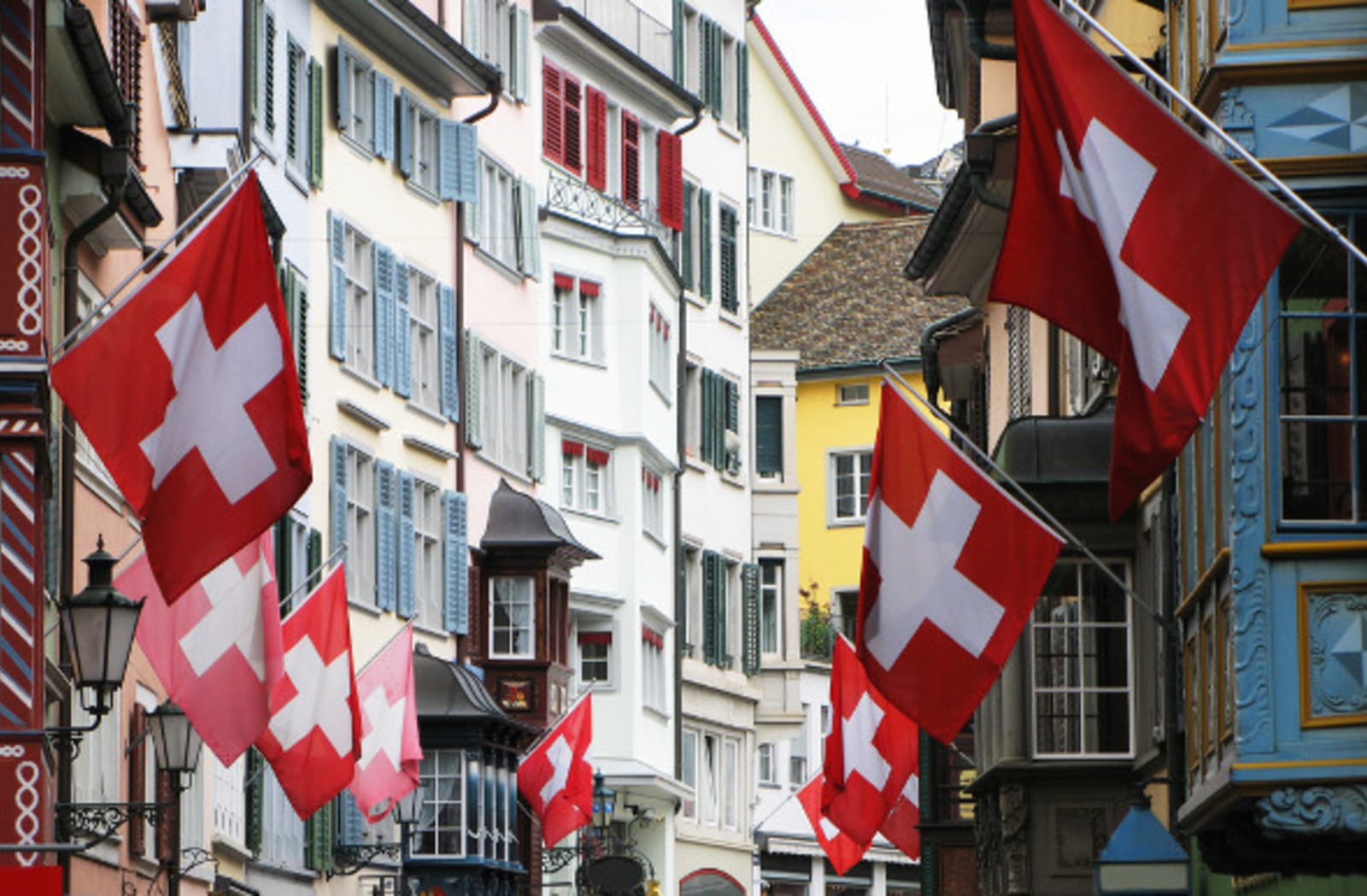 Apartments Buildings, in one of the streets in Zurich, Switzerland