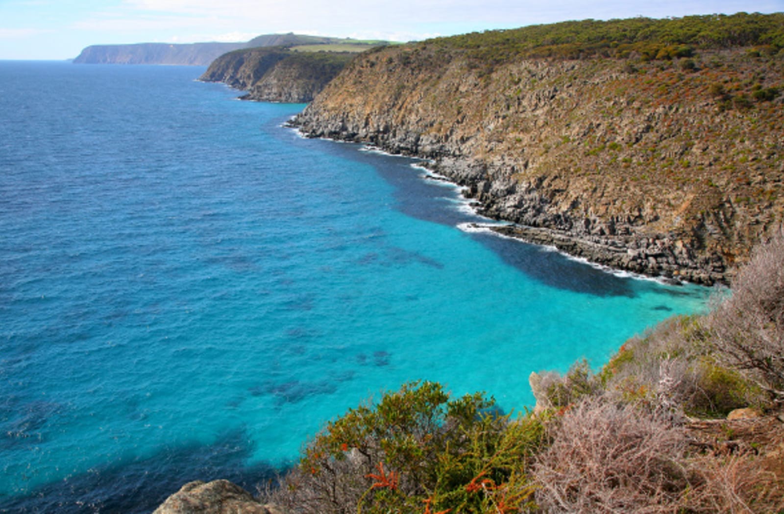 Extraordinary ocean view from the edge of a cliff in Kangaroo Island