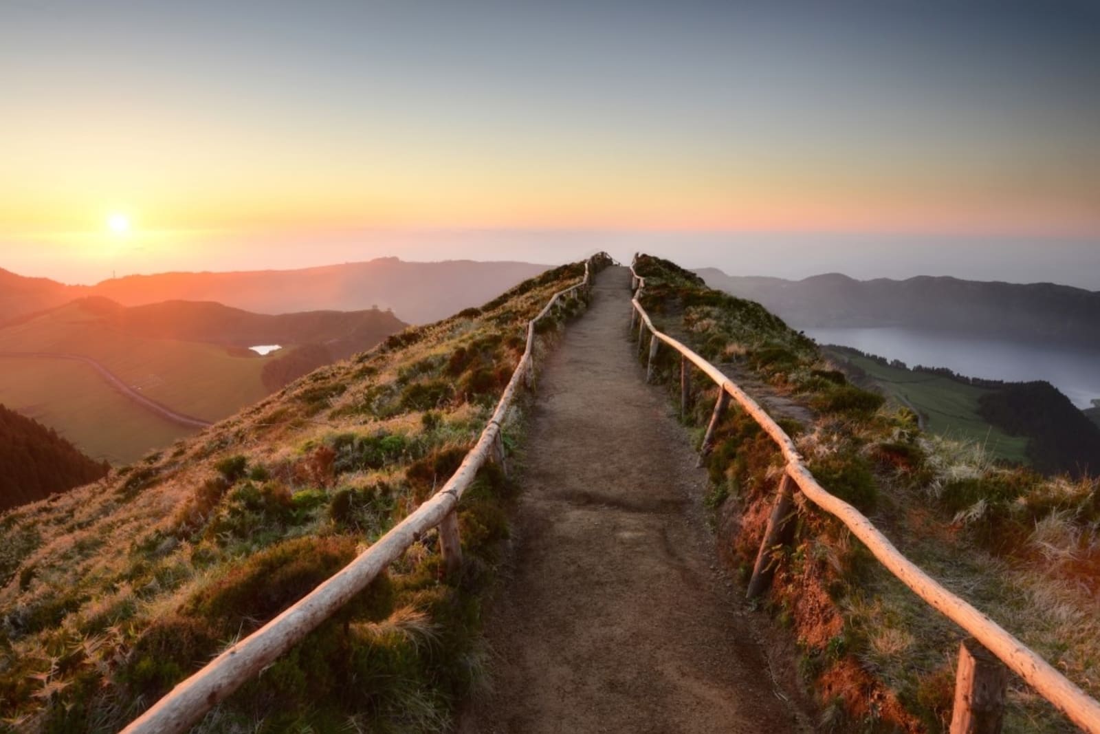 Sunset over one of the islands in the Azores