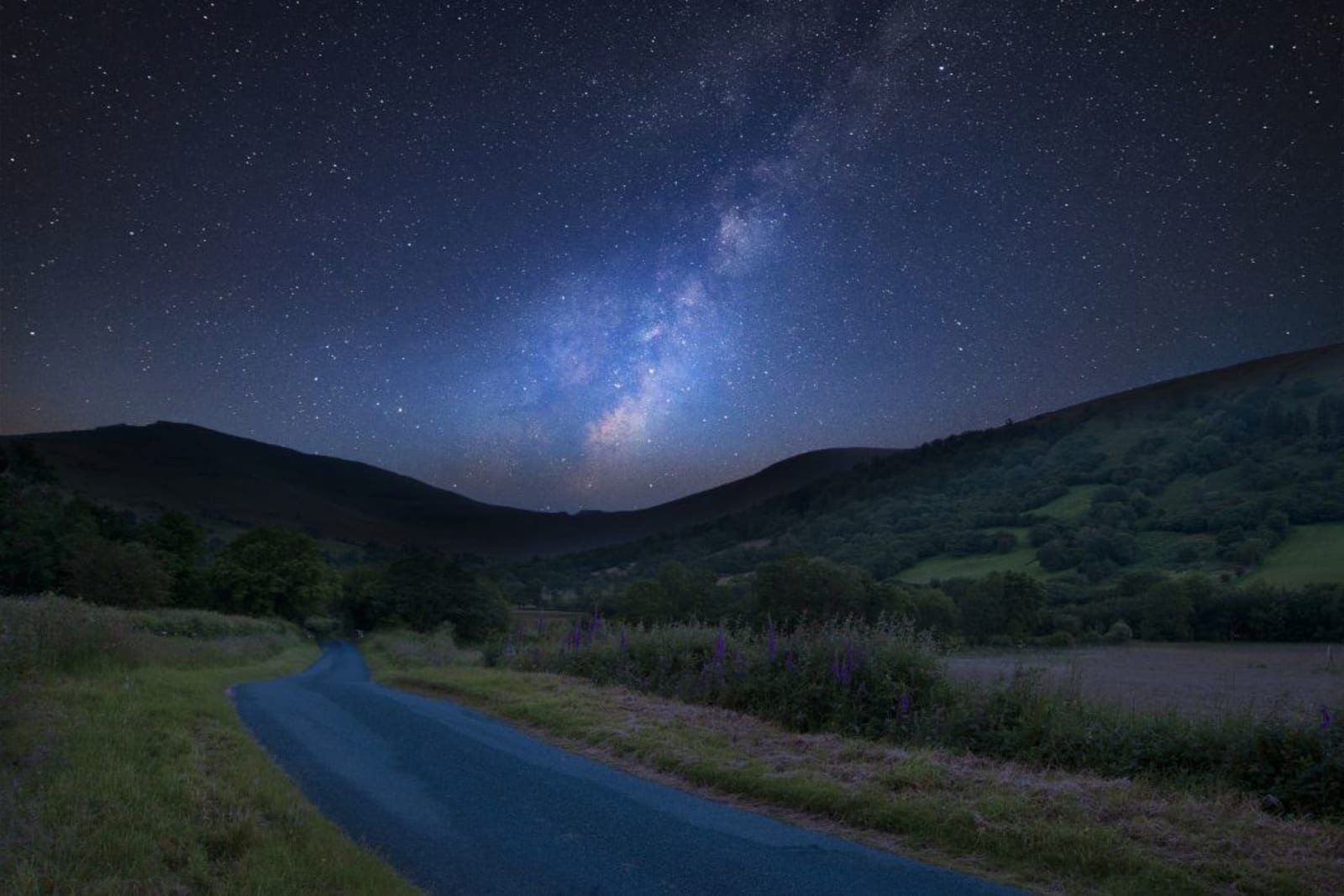 Starry sky over Brecon Beacons National Park