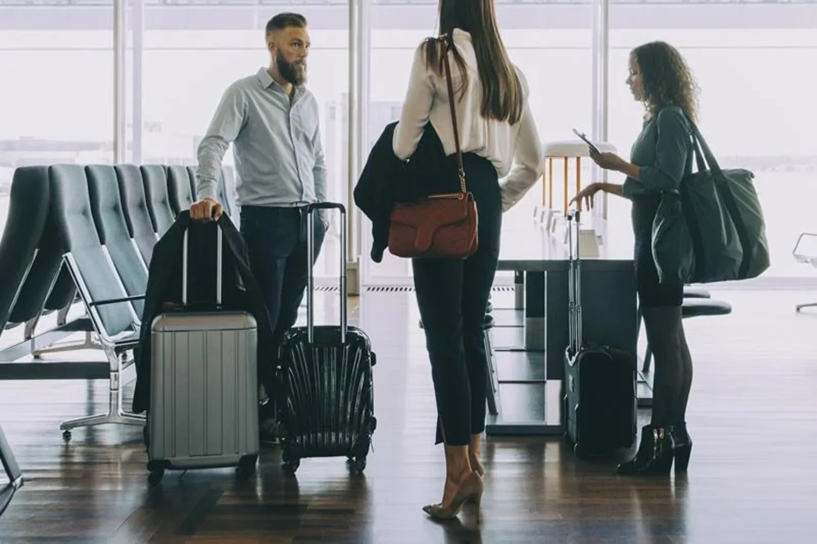 Business travellers at an airport