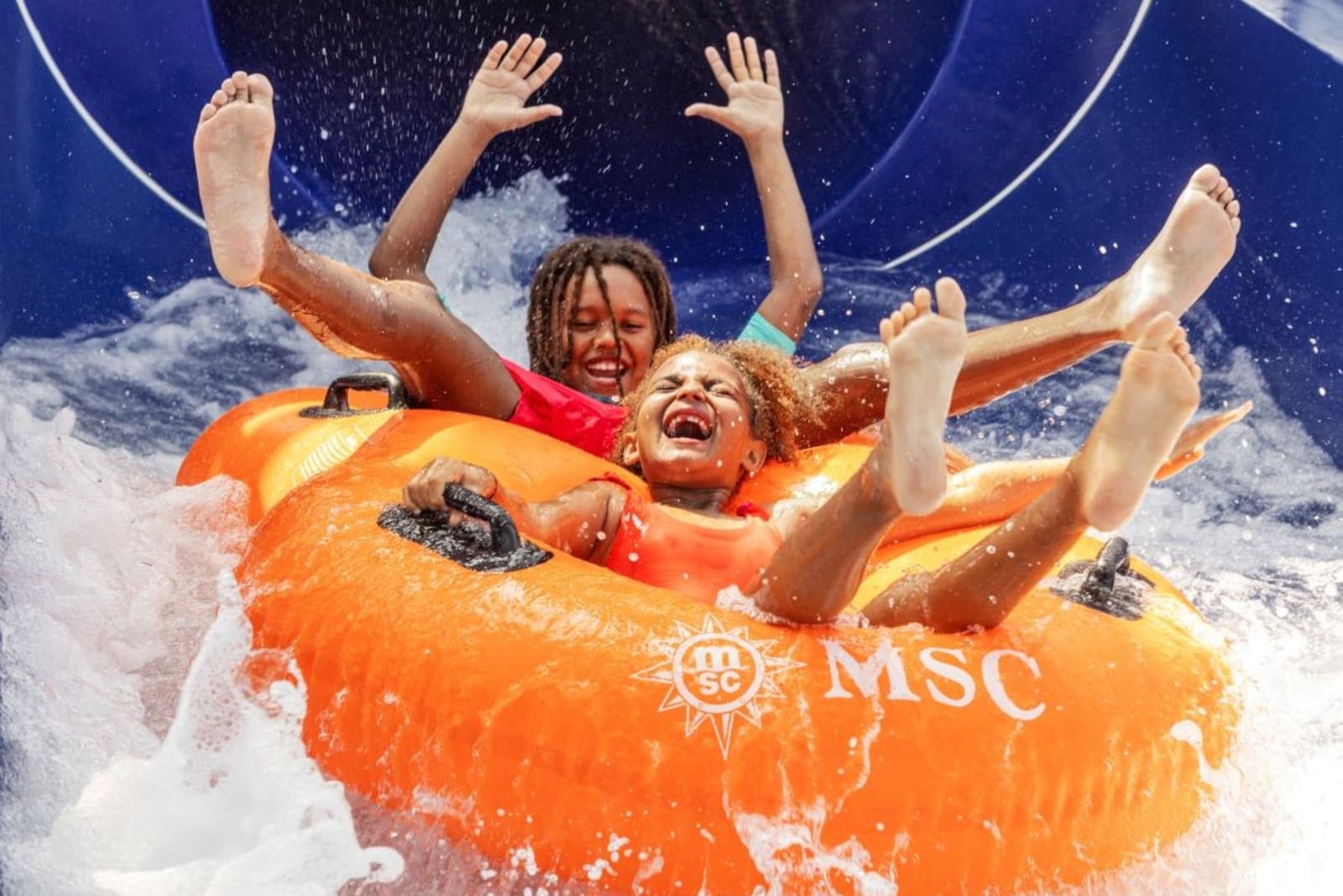Kids on a tube ride aboard a MSC Cruises ship