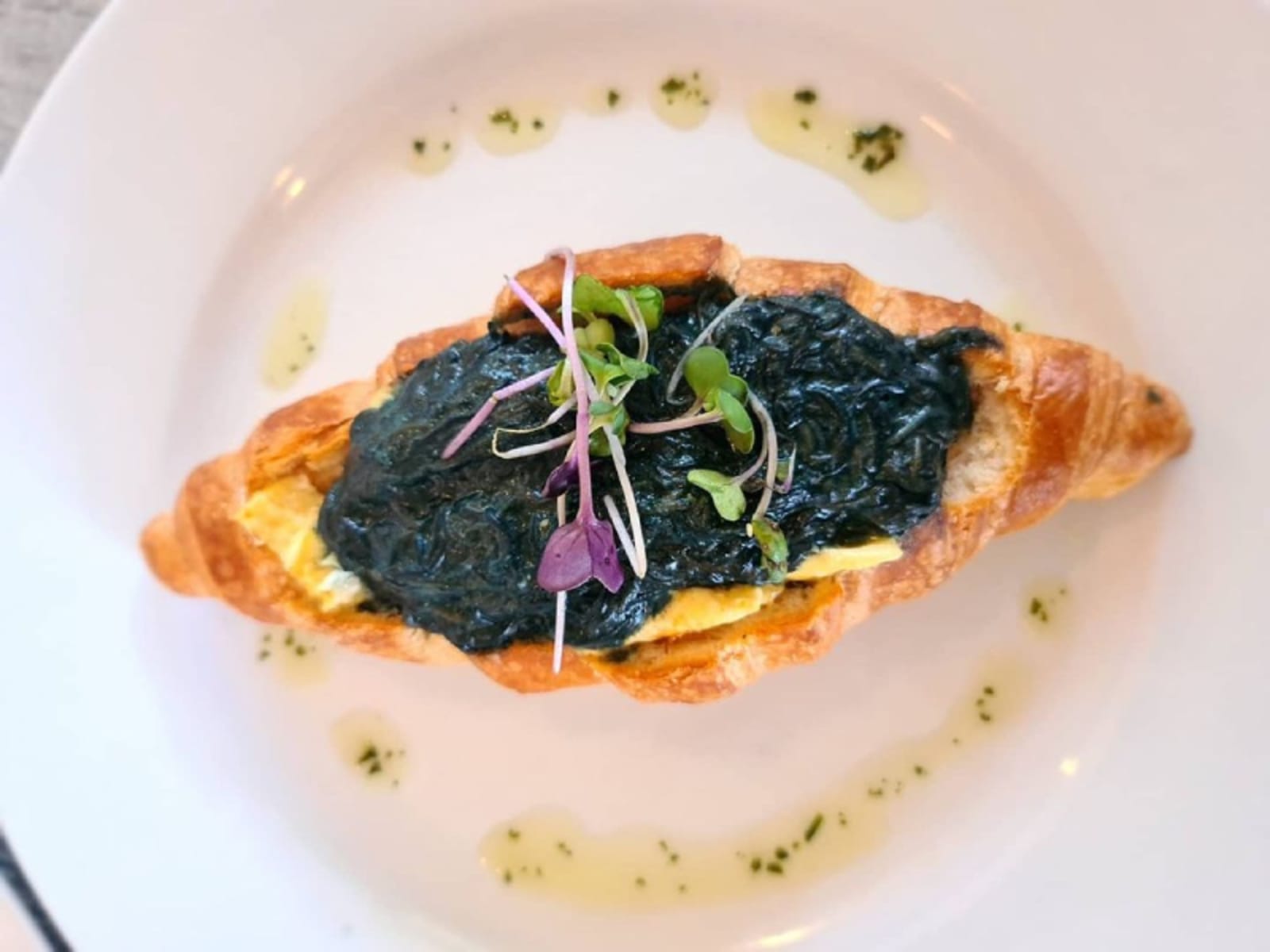 Palolo breakfast croissant by legendary Chef, Joe Lam of Scalinis Restaurant in Samoa.